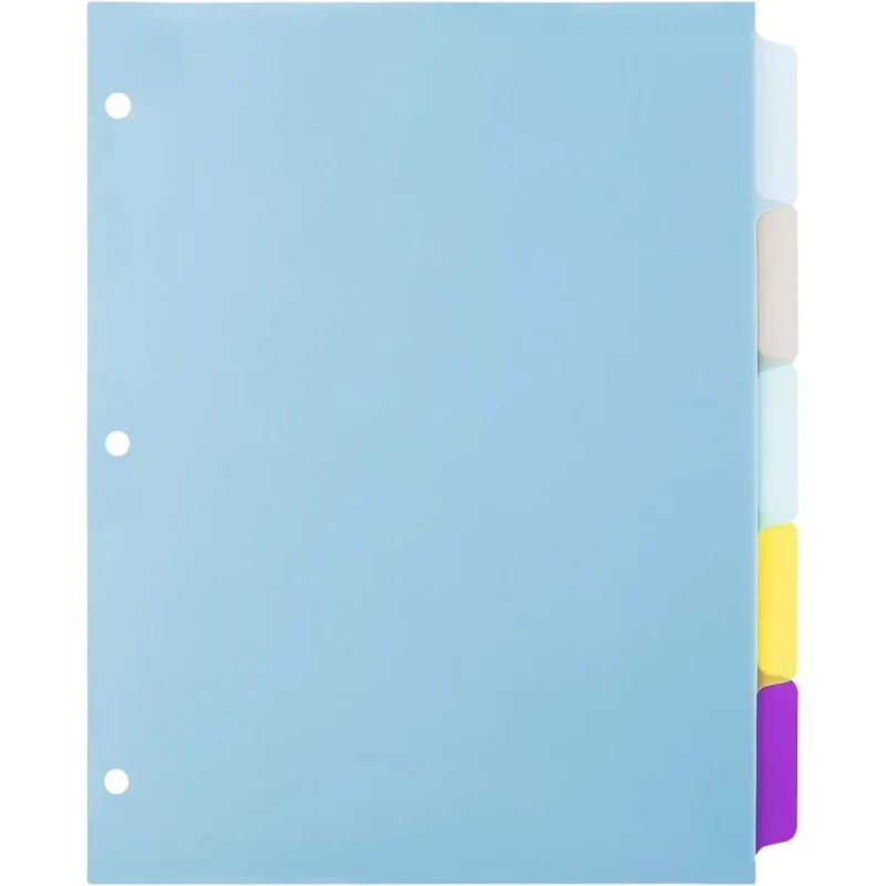 Amazon Basic Index 5 Strings Plastic Binder Dividers Writable Multicolor Tabs 1 Set