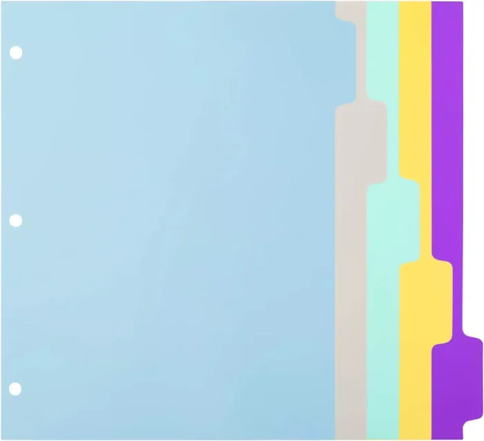 Amazon Basic Index 5 Strings Plastic Binder Dividers Writable Multicolor Tabs 1 Set - Image 6