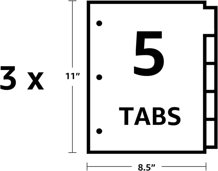 Amazon Basic Index 5 Strings Plastic Binder Dividers Writable Multicolor Tabs 1 Set - Image 5