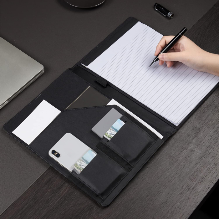 Amazon Basics Professional Padfolio with Interior Organizer and Refillable Notepad, Grey - Image 5