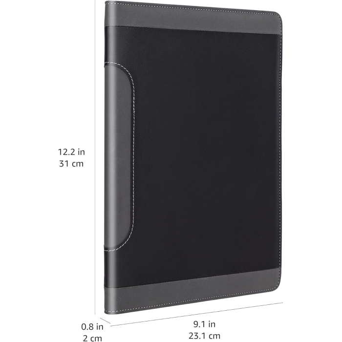 Amazon Basics Professional Padfolio with Interior Organizer and Refillable Notepad, Grey - Image 6