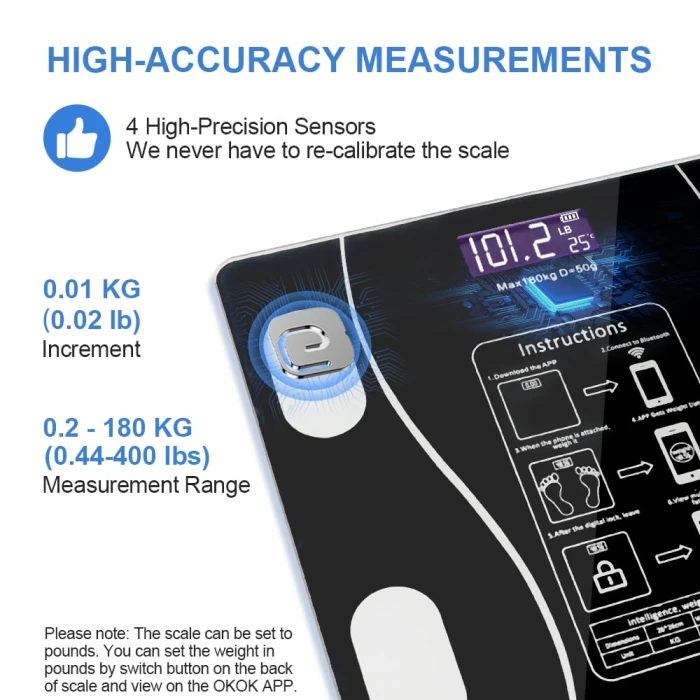 Smart Digital Scale for Body Weight and Fat, Rechargeable Bathroom Weight Scale with 13 Body Composition Metrics BMI - Image 7