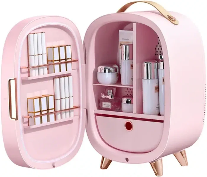 Baseus Mini Cosmetic Fridge Portable Professional Beauty Make-Up Refrigerator with Mirror 13L CRBXNS-04 Pink - Image 2