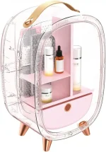 Baseus Mini Cosmetic Fridge Portable Professional Beauty Make-Up Refrigerator with Mirror 13L CRBXNS-04 Pink - Image 4