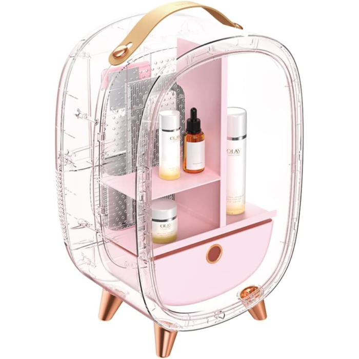 Baseus Mini Cosmetic Fridge Portable Professional Beauty Make-Up Refrigerator with Mirror 13L CRBXNS-04 Pink - Image 4