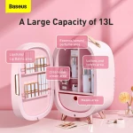 Baseus Mini Cosmetic Fridge Portable Professional Beauty Make-Up Refrigerator with Mirror 13L CRBXNS-04 Pink - Image 3