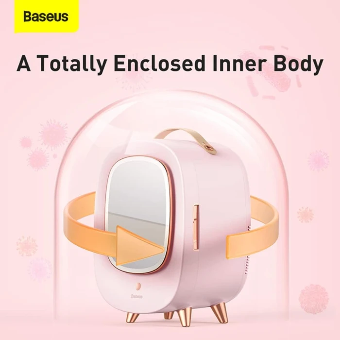 Baseus Mini Cosmetic Fridge Portable Professional Beauty Make-Up Refrigerator with Mirror 13L CRBXNS-04 Pink - Image 9