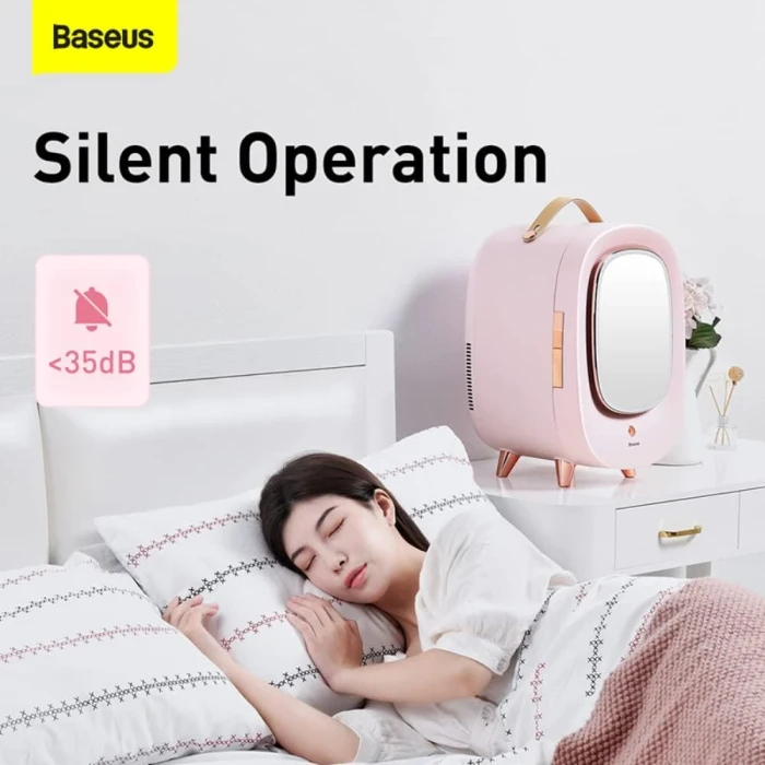 Baseus Mini Cosmetic Fridge Portable Professional Beauty Make-Up Refrigerator with Mirror 13L CRBXNS-04 Pink - Image 10