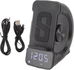 PerGar 3 in 1 Alarm Clock Radio, Digital Alarm Clock with Bluetooth Speaker, ABS Alarm Clock with Wireless Charging for Bedside,FM Radio Bluetooth Speaker with Mobile Phone Holder for Bedroom,(Black) - Image 2