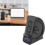 PerGar 3 in 1 Alarm Clock Radio, Digital Alarm Clock with Bluetooth Speaker, ABS Alarm Clock with Wireless Charging for Bedside,FM Radio Bluetooth Speaker with Mobile Phone Holder for Bedroom,(Black) - Image 5