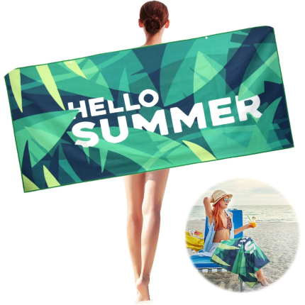 IYARKAI® Beach Towel Microfiber, Beach Towel, Green Monogrammed Beach Towel, Towel Extra Large Quick Dry, Microfibre Double-Sided Velvet Beach Towel for...
