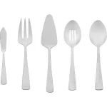 Amazon Basics 5-Piece Stainless Steel Serving Set with Square Edge, Silver