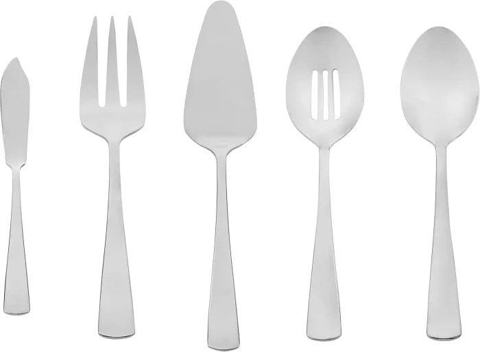 Amazon Basics 5-Piece Stainless Steel Serving Set with Square Edge, Silver - Image 4