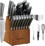 Knife Set with Block for Kitchen, Mareston 24 pcs High-Carbon German Stainless Steel Kitchen Knives Set with Block, Professional Chef Knife Set with 8 Steak...