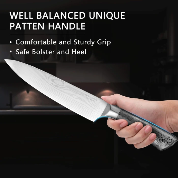 Knife Set with Block for Kitchen, Mareston 24 pcs High-Carbon German Stainless Steel Kitchen Knives Set with Block, Professional Chef Knife Set with 8 Steak... - Image 5