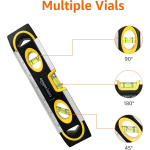 Amazon Basics 9-Inch Easy to Use Magnetic Torpedo Level and Ruler, with 180/90/45 Degree Bubbles, Black - Image 3