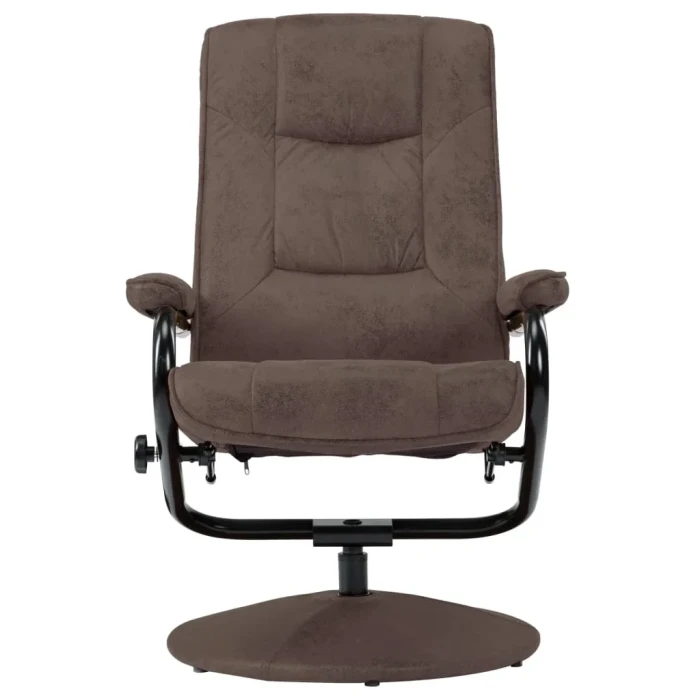 vidaXL Swivel Recliner with Ottoman Brown Faux Suede Leather - Image 2