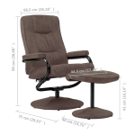 vidaXL Swivel Recliner with Ottoman Brown Faux Suede Leather - Image 3