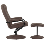vidaXL Swivel Recliner with Ottoman Brown Faux Suede Leather - Image 6