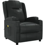 vidaXL Massage Chair, Adjustable Electric Recliner Chair with Reclining Function, Vibration Function, TV Chair, Recliner Chair, Black Faux Leather