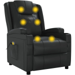 vidaXL Massage Chair, Adjustable Electric Recliner Chair with Reclining Function, Vibration Function, TV Chair, Recliner Chair, Black Faux Leather - Image 2