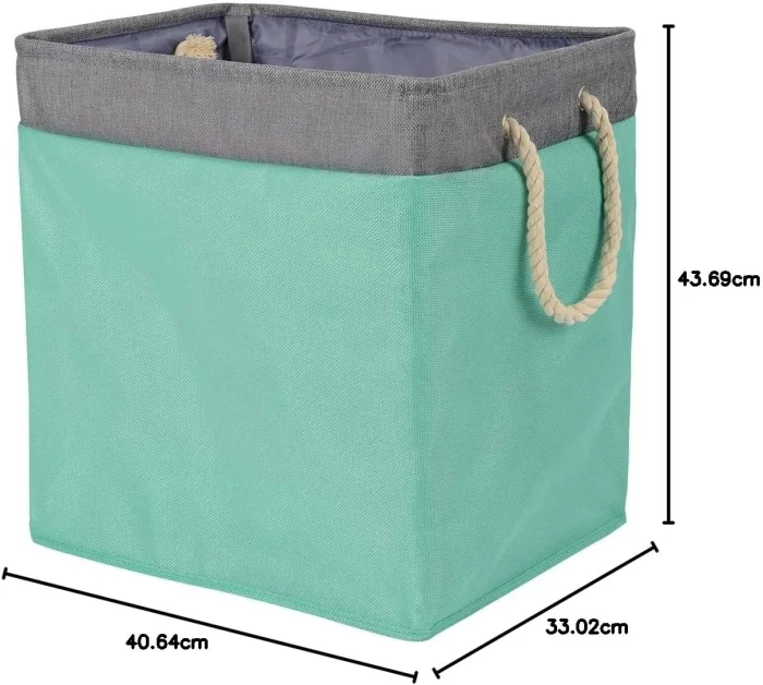 Amazon Basics Foldable Fabric Rectangle Laundry Hamper With Detachable Brackets, Jade Green, 40.6 cm x 33 cm x 43.6 cm - Image 7