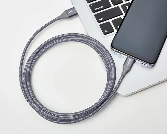 Amazon Basic Charging Cable, Double Braided Nylon, USB Type-C to Type-A 2.0 Male, Dark Gray, Approx. 5.9 ft (1.8 m) - Image 6