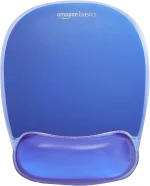 Amazon Basics Rectangular Mouse Pad with Gel Crystal Wrist Rest, Blue, 27.4 cm x 21.6 cm x 3 cm