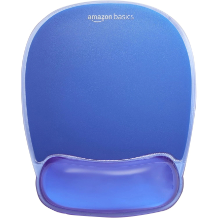 Amazon Basics Rectangular Mouse Pad with Gel Crystal Wrist Rest, Blue, 27.4 cm x 21.6 cm x 3 cm