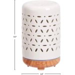 Amazon Basics Ultrasonic Aromatherapy Essential Oil Diffuser Ceramic 120ml Dark Wood Grain Base Floral - Image 2