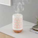 Amazon Basics Ultrasonic Aromatherapy Essential Oil Diffuser Ceramic 120ml Dark Wood Grain Base Floral
