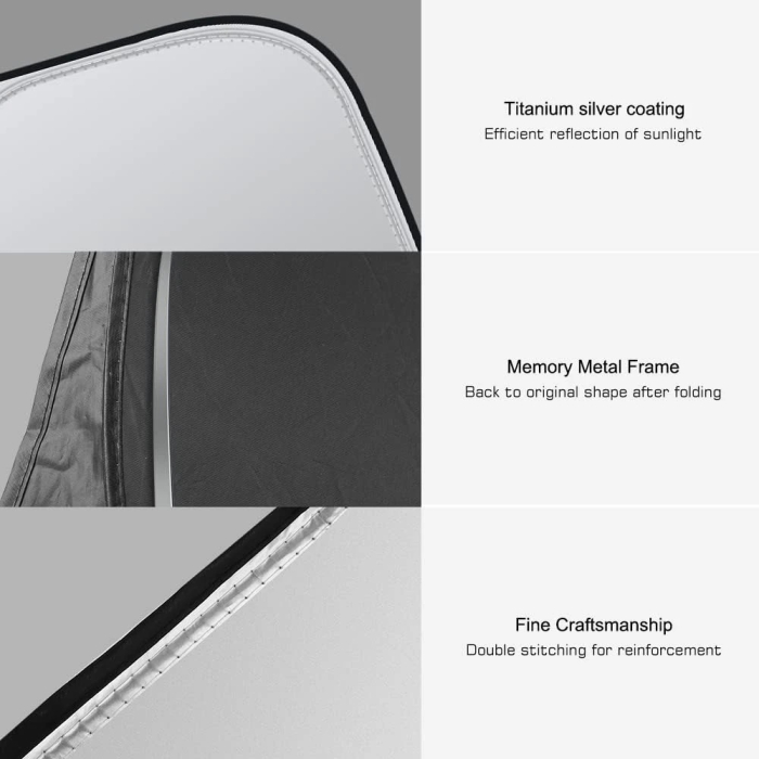 Rescien 142 * 80CM Foldable Car Windshield Sunshade, Front Windshield Reflective Sunshad with Storage Pouch, Car Front Window for Top Blocks UV Rays and Sun Heat Protection, Keeps Vehicle Cooler - Image 3
