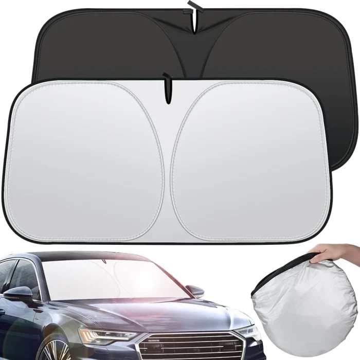 Rescien 142 * 80CM Foldable Car Windshield Sunshade, Front Windshield Reflective Sunshad with Storage Pouch, Car Front Window for Top Blocks UV Rays and Sun Heat Protection, Keeps Vehicle Cooler - Image 9