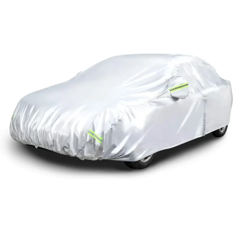 Amazon Basics Silver Weatherproof Car Cover - PEVA with Cotton, Sedans up to 406cm