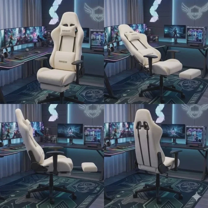 Darkecho Gaming Chair with Footrest Massage Vintage Leather Ergonomic - Image 2