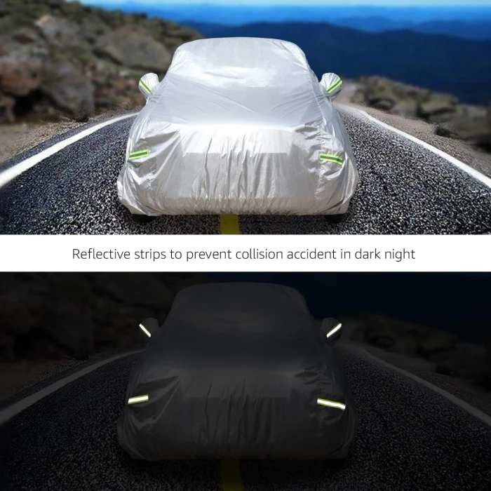 Amazon Basics Silver Weatherproof Car Cover - PEVA with Cotton, SUVs up to 203" - Image 6