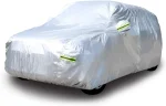 Amazon Basics Silver Weatherproof Car Cover - PEVA with Cotton, SUVs up to 203"
