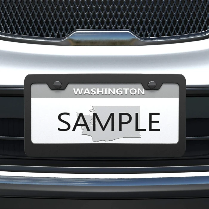 Amazon Basics Matte Aluminum License Plate Frame Pair with Screw Caps - 2-Hole, 12.3 x 6.3'', Black - Image 2