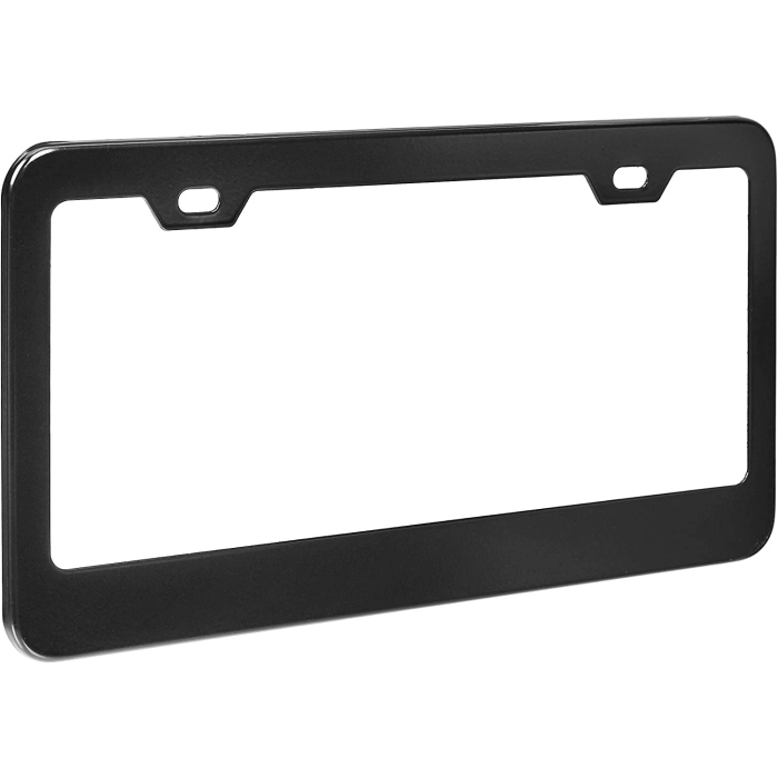 Amazon Basics Matte Aluminum License Plate Frame Pair with Screw Caps - 2-Hole, 12.3 x 6.3'', Black - Image 3