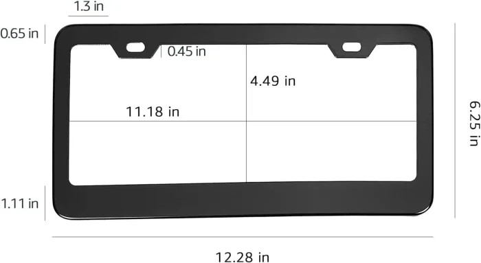 Amazon Basics Matte Aluminum License Plate Frame Pair with Screw Caps - 2-Hole, 12.3 x 6.3'', Black - Image 6
