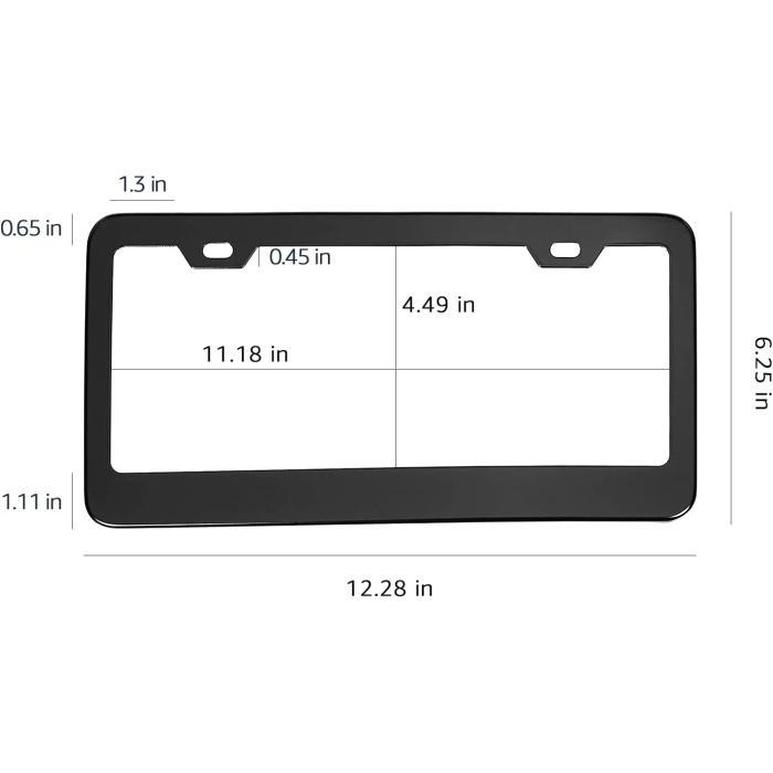 Amazon Basics Matte Aluminum License Plate Frame Pair with Screw Caps - 2-Hole, 12.3 x 6.3'', Black - Image 6