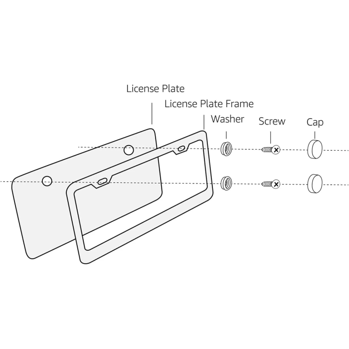 Amazon Basics Matte Aluminum License Plate Frame Pair with Screw Caps - 2-Hole, 12.3 x 6.3'', Black - Image 7