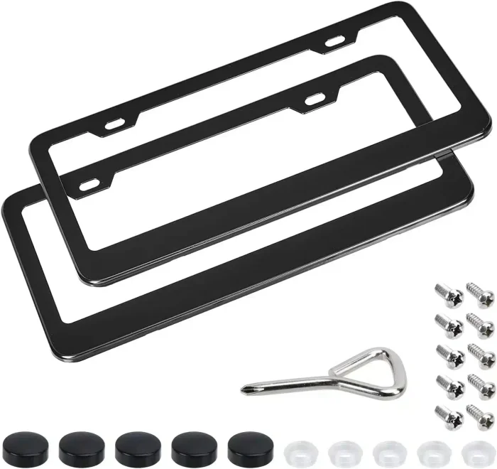 Amazon Basics Matte Aluminum License Plate Frame Pair with Screw Caps - 2-Hole, 12.3 x 6.3'', Black - Image 8