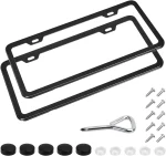 Amazon Basics 12.5" x 6.4" Black Matt Aluminium 2 Hole License Plate Frame