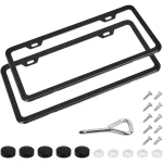 Amazon Basics 12.5" x 6.4" Black Matt Aluminium 2 Hole License Plate Frame