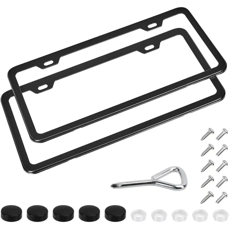 Amazon Basics 12.5" x 6.4" Black Matt Aluminium 2 Hole License Plate Frame