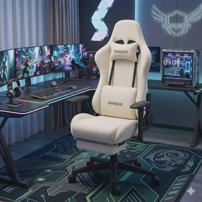 Darkecho Gaming Chair with Footrest Massage Vintage Leather Ergonomic - Image 3