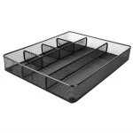 Amazon Basics Desk Drawer Organizer for Office and Home, Metal Mesh, Anti-Slip, 6 Compartments, Black