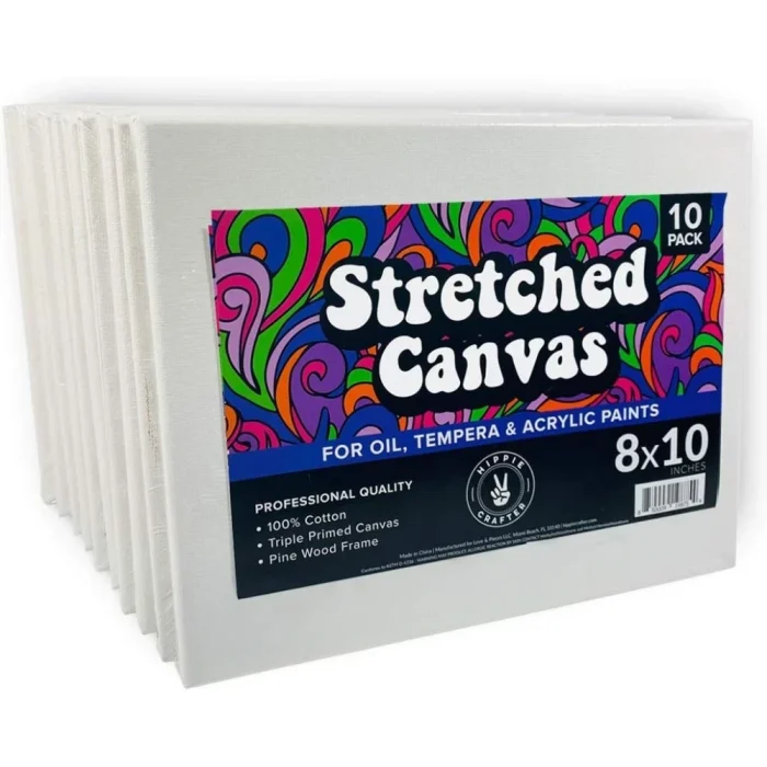 10 Pack Stretched Canvases for Painting, 8x10 Blank Rectangle Canvas Boards, Ideal for Acrylic, Oil, and Mixed Media Art, Small Art Canvases for Painting, Perfect for Supplies and Bulk Projects - Image 8