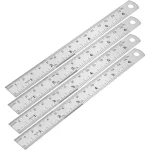 Amazon Basics 6-Inch Stainless Steel Ruler, 4-Pack, Chrome
